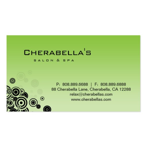 Dots Business Card Salon Spa Trendy Green Lime (back side)