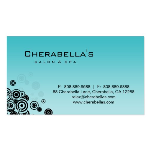 Dots Business Card Salon Spa Trendy Turquoise Blue (back side)