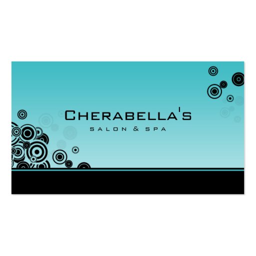 Dots Business Card Salon Spa Trendy Turquoise Blue (front side)