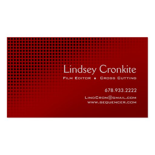 Dots Film Editor Hollywood Entertainment Industry Business Card Templates (front side)