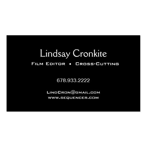 Dots Film Editor Hollywood Entertainment Industry Business Cards (back side)