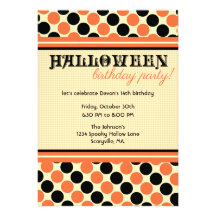 Dots Halloween Birthday Party 5 x 7 Invitations