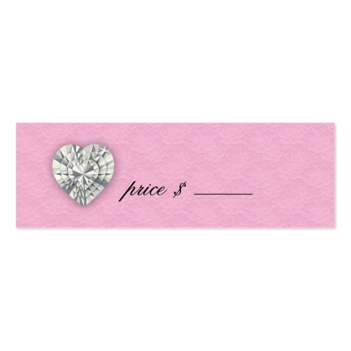 Dots Pearl Lace Jewels Price Tag Pink Business Card (back side)