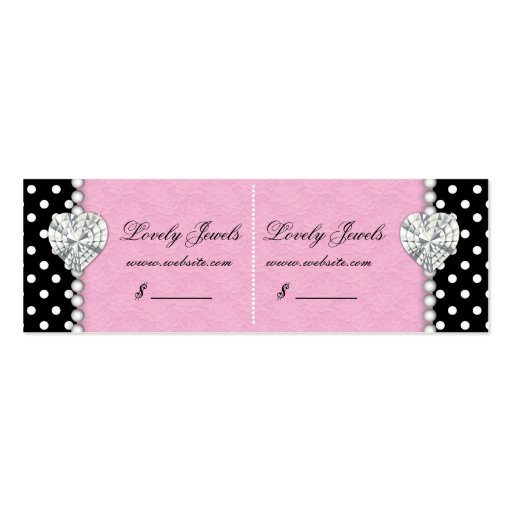 Dots Pearl Lace Jewels Price Tag Pink Double Business Card