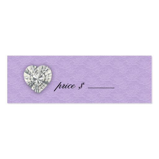 Dots Pearl Lace Jewels Price Tag Purple Business Card (back side)