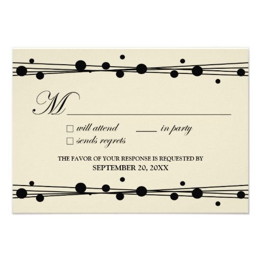 Dots & Straw RSVP Card (ivory/black) Personalized Invitations