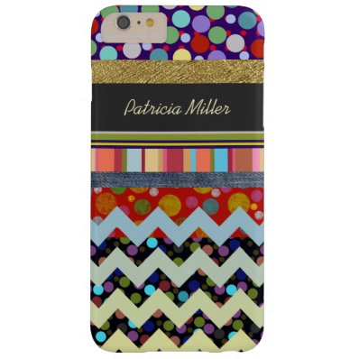 dots, stripes & chevron personalized barely there iPhone 6 plus case