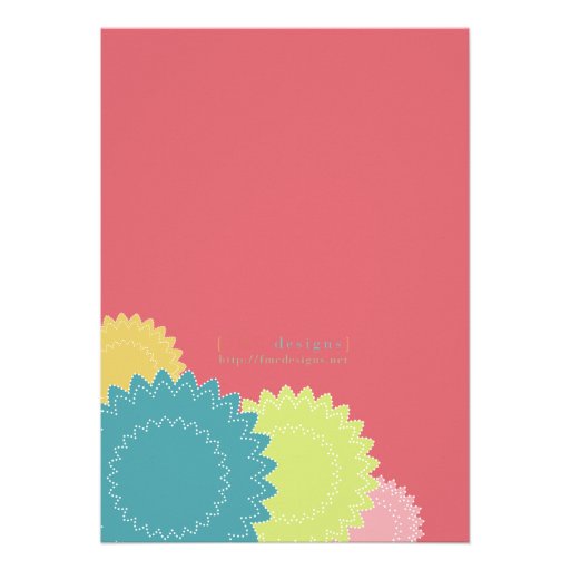 Dotted Flowers - Pink, Green, Coral, Teal, Blue Invitations