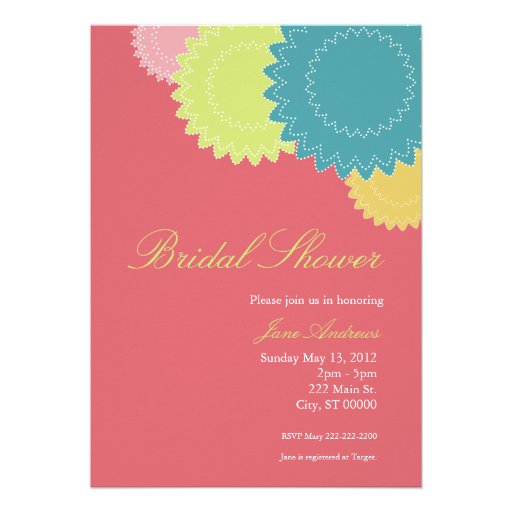 Dotted Flowers - Pink, Green, Coral, Teal, Blue Invitations