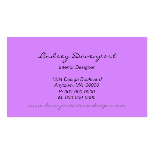 Dotted Half Moons Business Card, Lavender (back side)