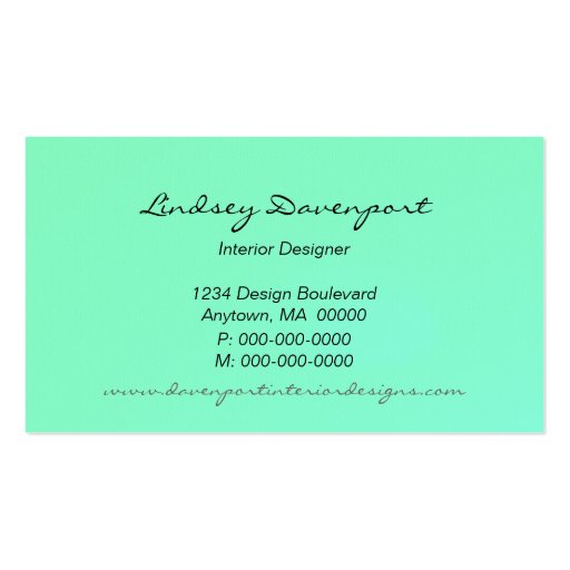 Dotted Half Moons Business Card, Turquoise (back side)