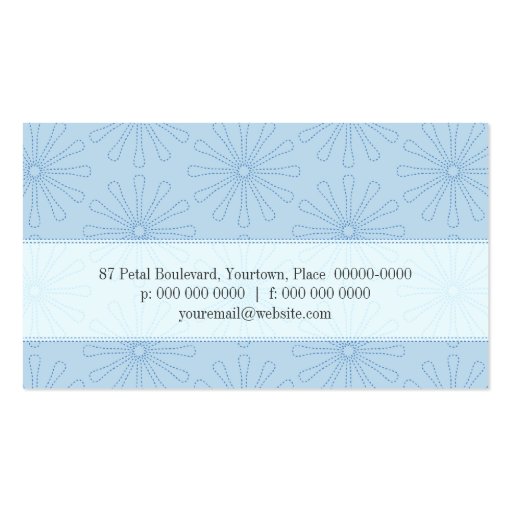Dotted Petals Powder Blue Business Card (back side)