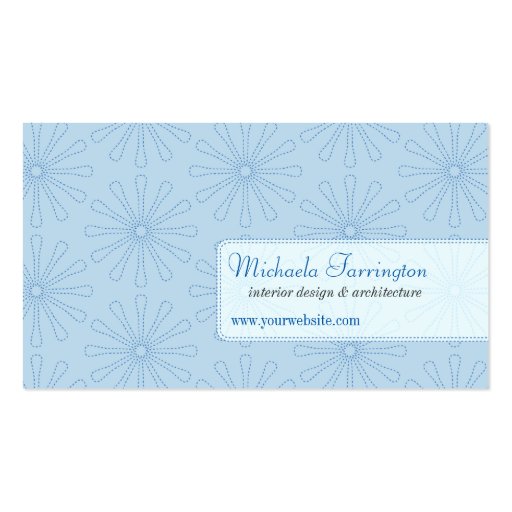 Dotted Petals Powder Blue Business Card (front side)