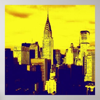 Dotted Retro Style Unique Pop Art New York Poster