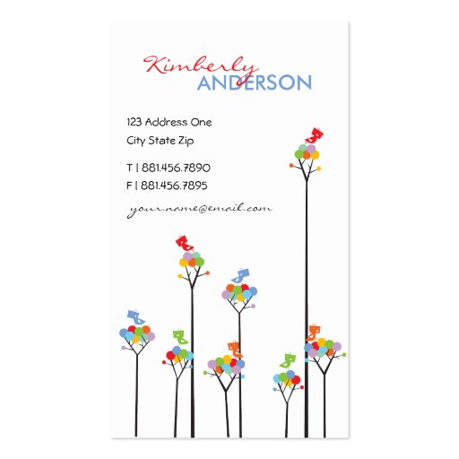 Dotted Trees & Cute Birds Fun Custom Profile Card Business Card Templates (front side)