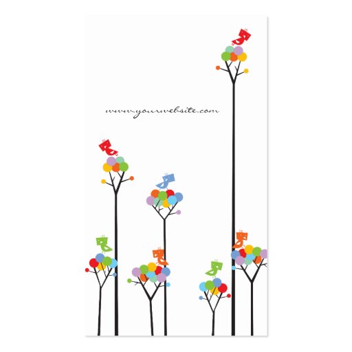 Dotted Trees & Cute Birds Fun Custom Profile Card Business Card Templates (back side)