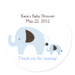 Dottie Elephant Blue Baby Shower Favor Sticker