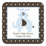 Dottie Elephant (Blue) Square Favor Stickers