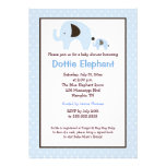 Dottie Elephant (Light Blue) Baby Shower Invite