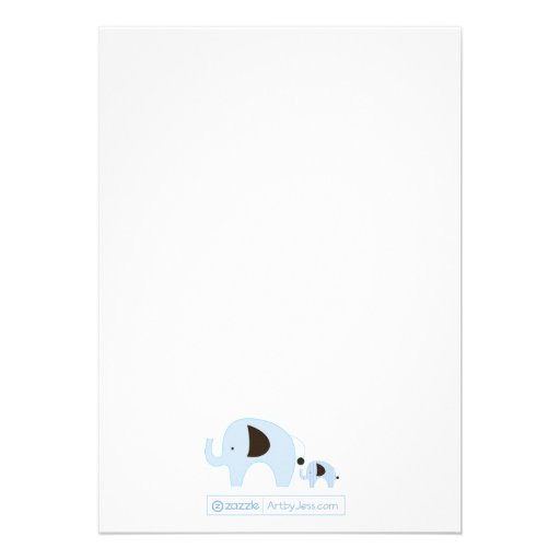 Dottie Elephant (Light Blue) Baby Shower Invite