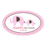 Dottie Elephant (Pink) Custom Oval Favor Sticker