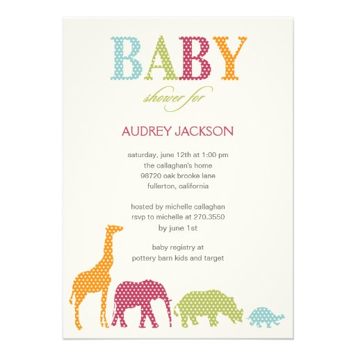 Dotty Animals Baby Shower Invitation - Pink