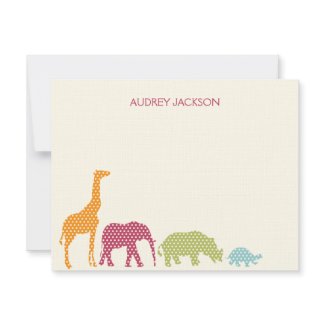 Dotty Animals Thank You Cards - Pink invitation