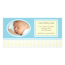 Dotty Checks Boy New Baby Birth Photo Cards photo cards