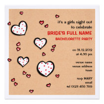 Dotty Hearts kraft Bachelorette Party Invitation invitations