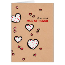 Dotty Hearts kraft Be My Maid Of Honor Card cards