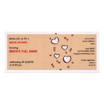 Dotty Hearts kraft Bridal Shower Invitation invitations