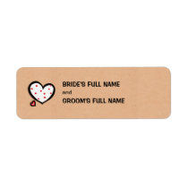 Dotty Hearts kraft Bride-Groom Sticker labels