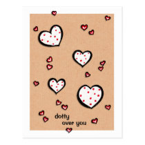 Dotty Hearts kraft Dotty Over You Postcard postcards