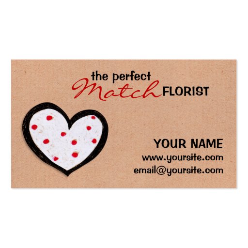 Dotty Hearts kraft Florist Business Card (front side)