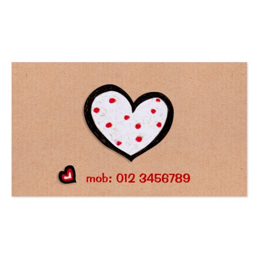 Dotty Hearts kraft Florist Business Card (back side)