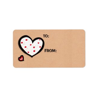 Dotty Hearts kraft Gift Tag Sticker label