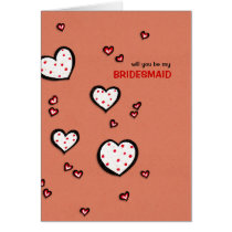 Dotty Hearts kraft red Be My Bridesmaid Card cards