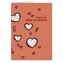 Dotty Hearts kraft red Be My Maid of Honor Card cards