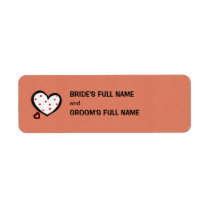 Dotty Hearts kraft red Bride-Groom Sticker labels