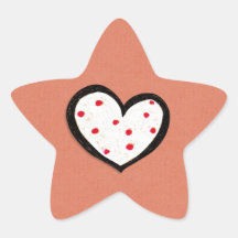 Dotty Hearts kraft red Star Sticker