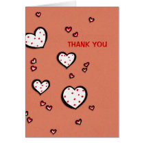 Dotty Hearts kraft red Thank You Card cards