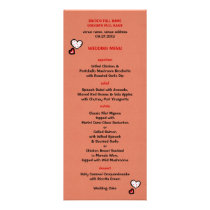 Dotty Hearts kraft red Wedding Menu invitations