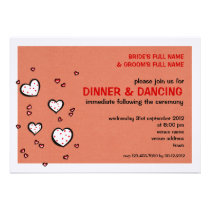 Dotty Hearts kraft red Wedding Reception Invite invitations