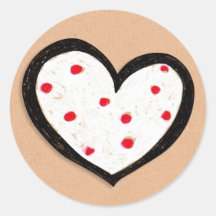 Dotty Hearts kraft Round Sticker