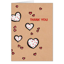 Dotty Hearts kraft Thank You Card cards