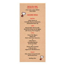 Dotty Hearts kraft Wedding Menu invitations