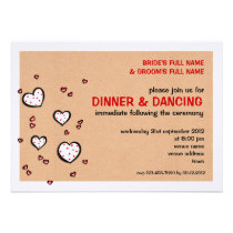 Dotty Hearts kraft Wedding Reception Invitation invitations
