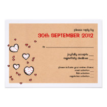 Dotty Hearts kraft Wedding RSVP Card invitations