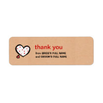 Dotty Hearts kraft Wedding Thank You Sticker labels