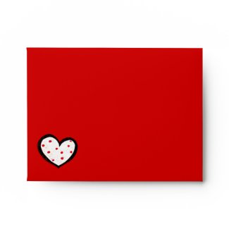 Dotty Hearts red A2 Note Card Envelope envelope